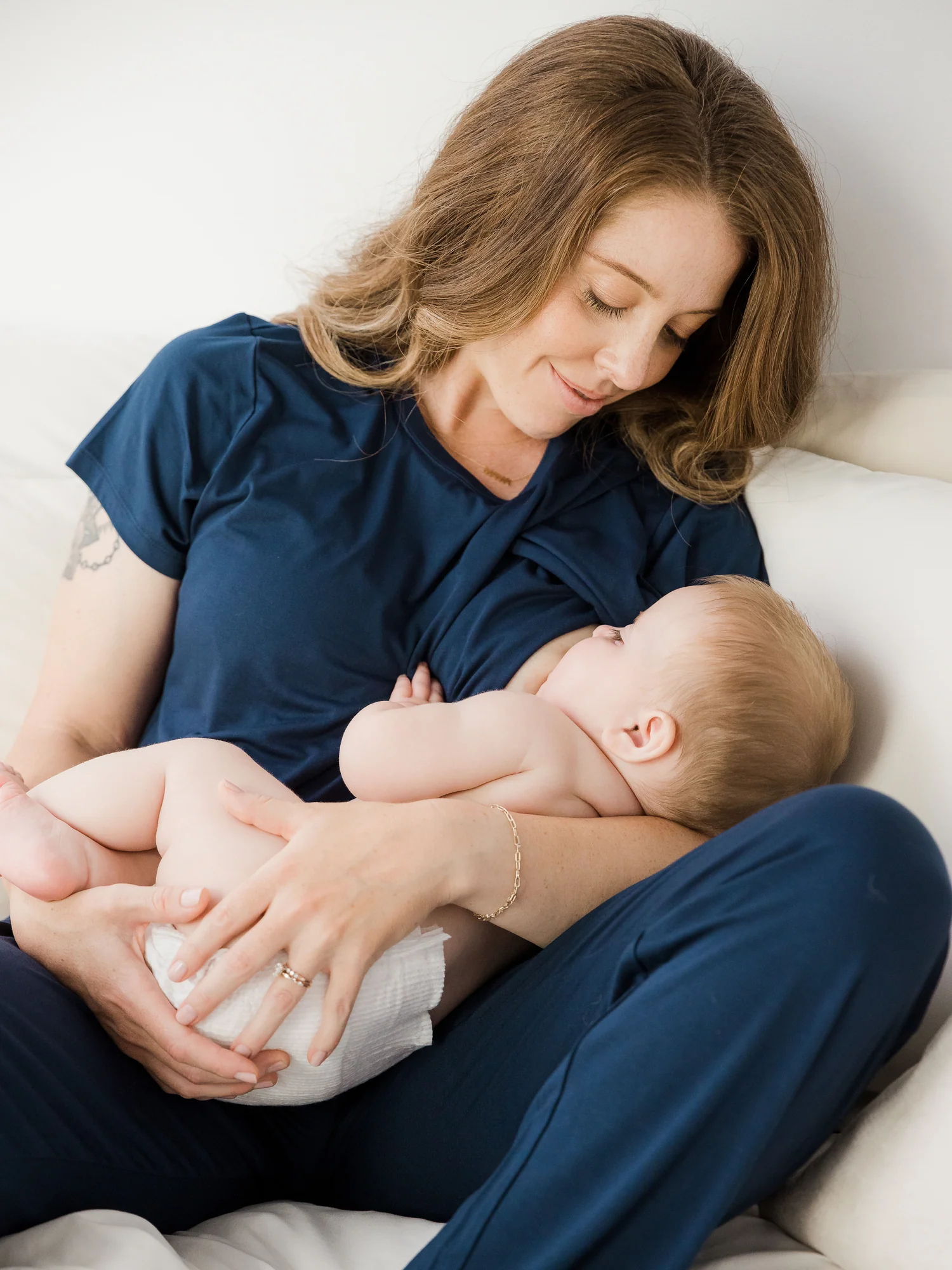 Tulip Hem Short Sleeve Maternity & Nursing Pajama Set | Navy - Image 2