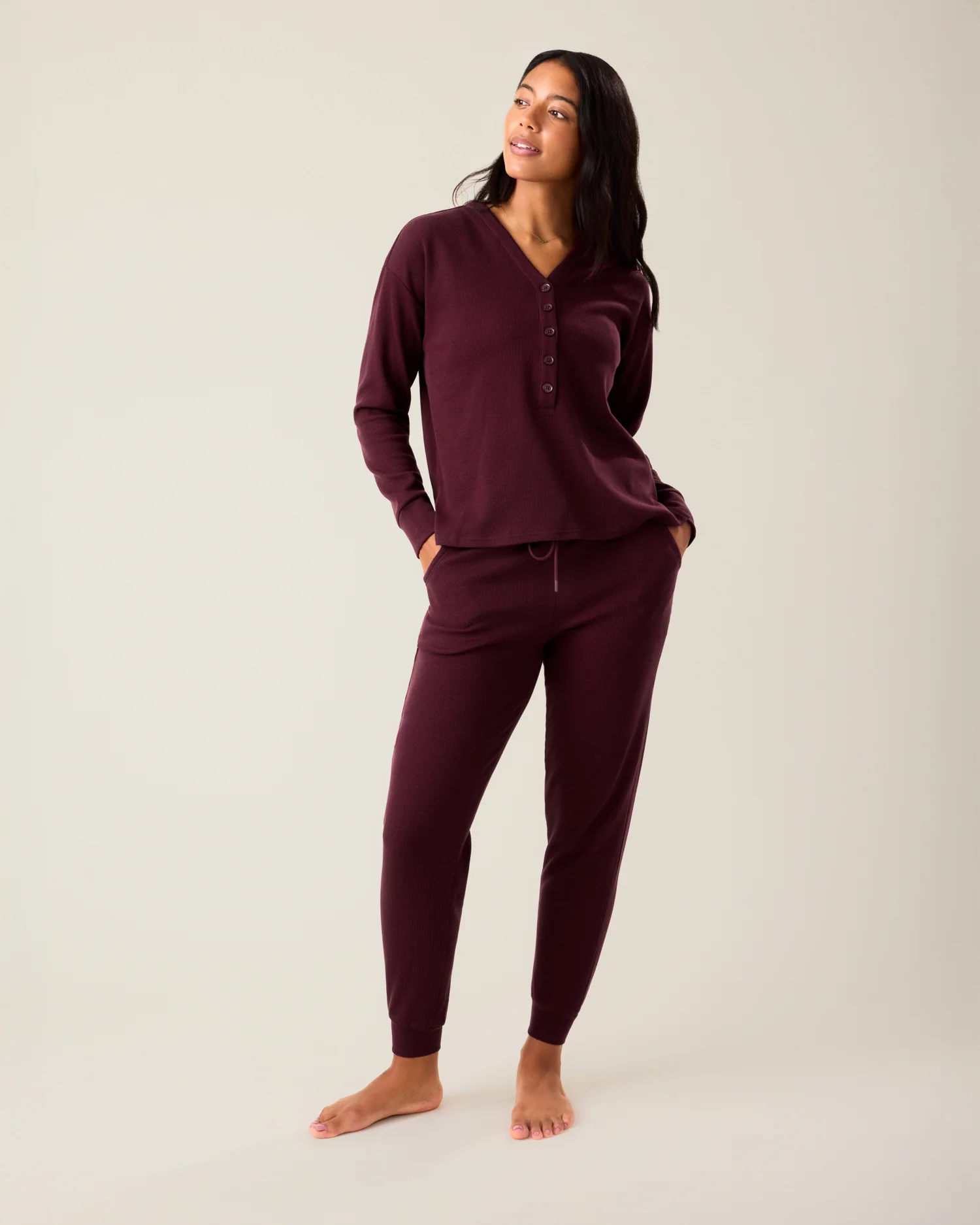 Waffle Maternity & Nursing Lounge Set | Deep Burgundy