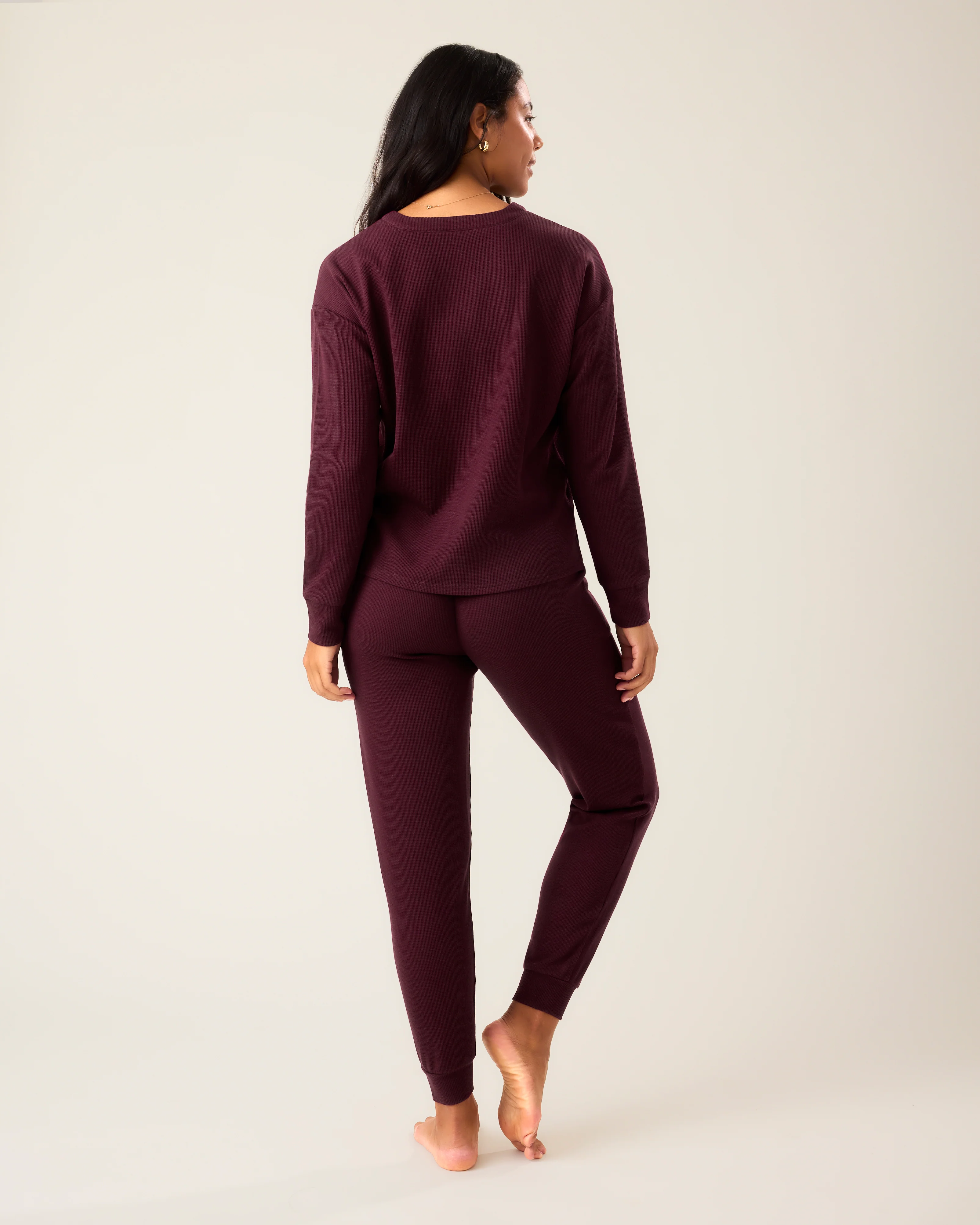 Waffle Maternity & Nursing Lounge Set | Deep Burgundy - Image 5